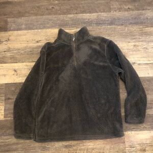 True Grit Mens Gray Sherpa Fleece Pebble Pile Pullover Large EUC